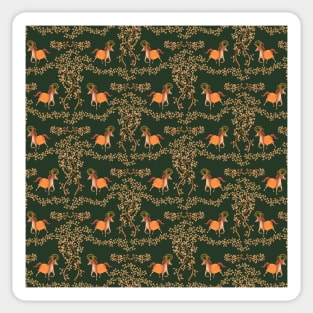 Medieval vibes in dark green and orange Sticker